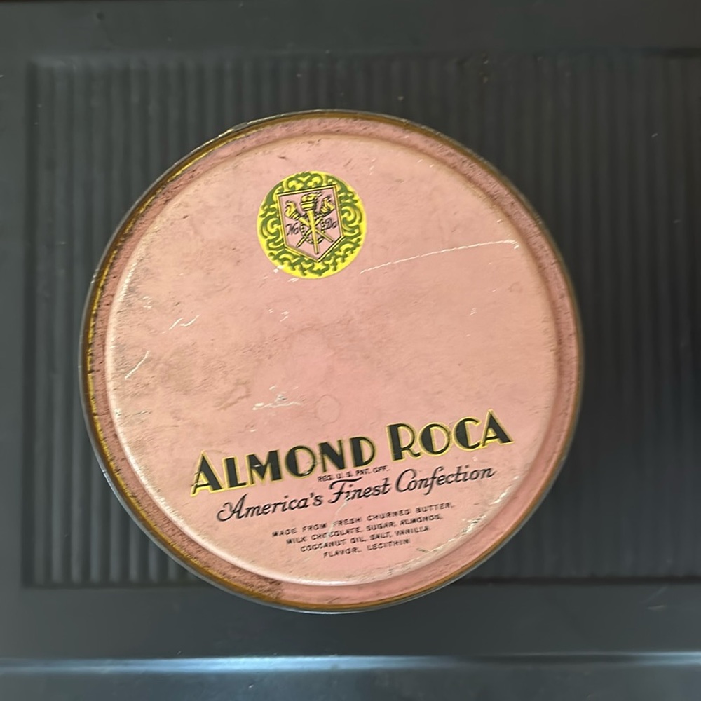 💜💜 Vintage Almond Roca Metal Container Made in the USA